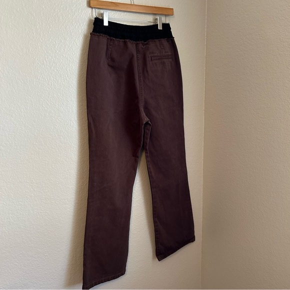 3.1 Phillip Lim Denim Pull On Combo High Rise Straight Leg Brown Pants, Medium - Picture 7 of 13